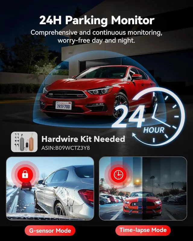 Alt view image 5 of 7 - REDTIGER 4K Dash Cam Front and Rear, STARVIS 2 Sensor, 64GB Card Included, 4K/2.5K+1080P Dual Dash Camera for Cars Built-in WiFi GPS, 3.18 Inch IPS Screen, 170° Wide Angle, Parking Monitor (F7N Pro)