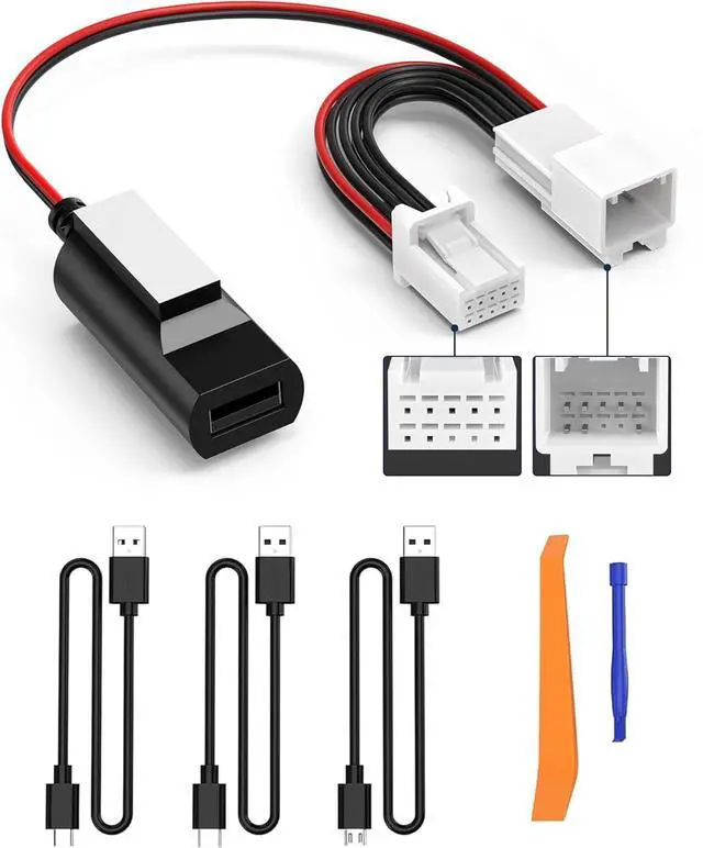Main image of 10 Pin Type B Dash Cam Power Adapter for Select Toyota Tacoma/Subaru Forester/Lexus Models - Car Rearview Mirror DashCam Power Adapter with 3 USB Cable (5V/2A Output ONLY)