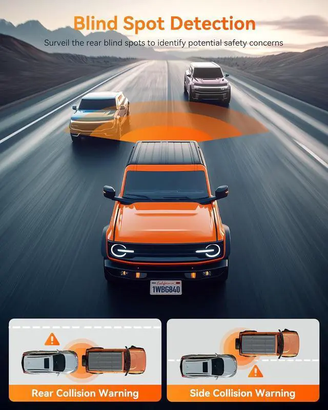 Alt view image 3 of 7 - WOLFBOX G840H 12'' Mirror Dash Cam with ADAS and BSD, 2.5K Rear View Mirror Camera Front and Rear, 5.8GHz WiFi, Voice Control, Parking Monitor, Included 32GB Card & GPS, Loop Recording