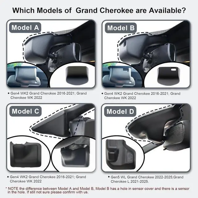 Alt view image 2 of 6 - Front 4K & Rear 1080p Dash Cam Custom Fit for Jeep Grand Cherokee 2016 2017 2018 2019 2020 2021, WK 2022 (Model C), Laredo Laredo X Overland Summit Trackhawk, OEM Look, WiFi & App,128GB Card