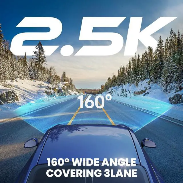 Alt view image 5 of 7 - Dash Cam Front and Rear 2.5K QHD, 3.39" Dash Camera for Cars with 64GB Card, 160° and 160° Wide Angle, G-Sensor, 24H, Front Rear Car CameraSupport 256 GB Max