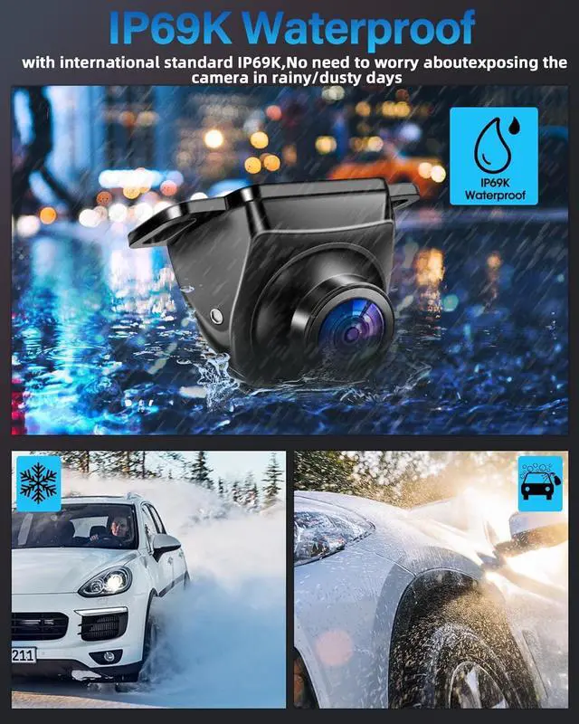 Alt view image 5 of 7 - AHD 1080P Backup Camera 360°Rotatable Back up Camera for Cars Reverse Camera for Truck Super Night Vision IP69K Waterproof Rear/Front/Side View Camera w 170° Wide Angle Reverse Line, No Drilling