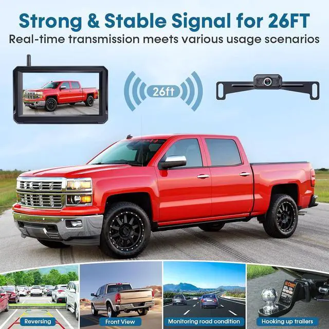 Alt view image 4 of 7 - Wireless Backup Camera for Trucks: 5 Inch 1080P HD Display, Rear View Camera, IP69K Waterproof, Night Vision, Dual-Camera Support, DIY Installation, Customizable Parking Lines by Befumly H21