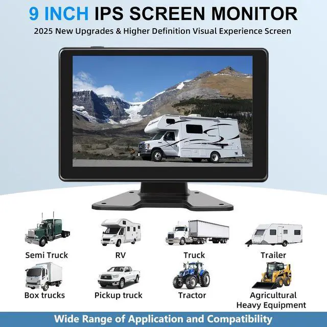 Alt view image 6 of 7 - RV Backup Camera System Wired for Truck, 4 Channel 9-Inch Full Touch IPS Quad Split Monitor, with 1080P DVR Recording Waterproof IR Night Vision Rear View Cameras for Truck, Trailer, RV, Van, Pickup