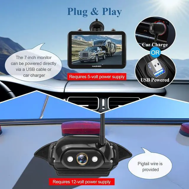 Alt view image 4 of 7 - Wireless Backup Camera for Furrion Systems 7'' IPS Touchscreen Monitor RV Trailer Back Up Camera, HD Infrared Night Vision 1080P Rear View Camera Truck 5th Wheel RV Camper Trucks HaoKeo