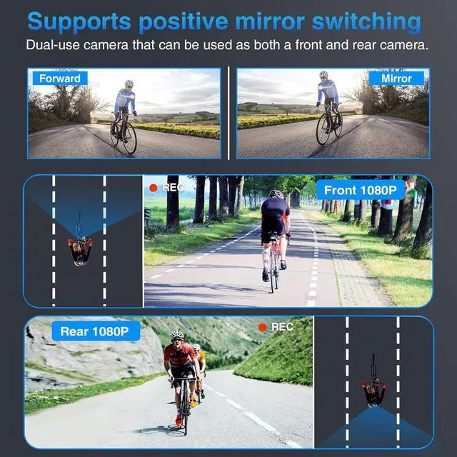 Alt view image 5 of 7 - PARKVISION Bicycle Rear View Camera Recorder, 1080P Handlebar Bike Camera with 4.3'' HD Monitor, 64GB TF Card, 110° Angle View, Night Vision, Backup/Front View Camera for Mountains,Ebikes