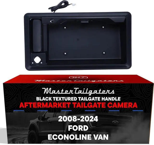 Main image of Master Tailgaters Black Tailgate Handle with Backup Camera Replacement for Ford Econoline Van E150, E250, E350, E450 (2008-2024) | IP68 Waterproof | Parking Grid Lines Available | Easy to Install