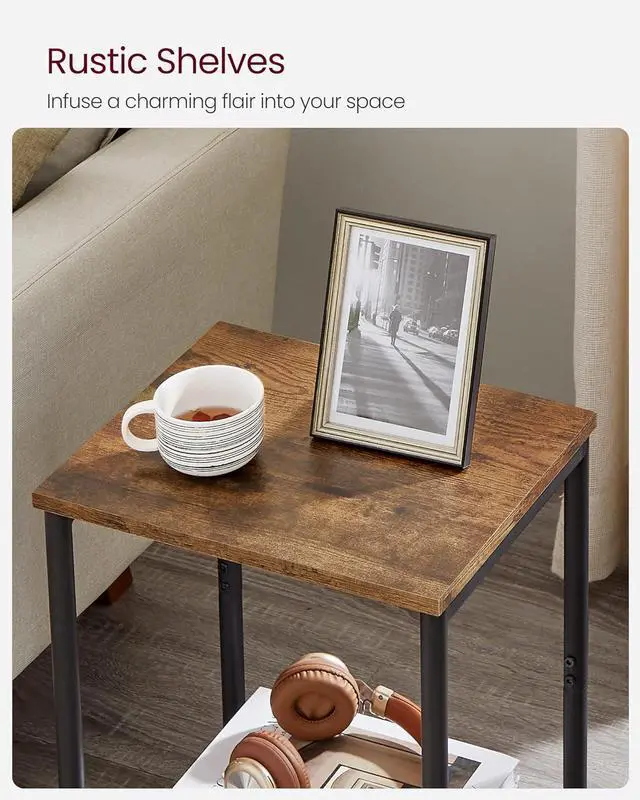 Alt view image 7 of 7 - VASAGLE Side Tables Set of 2, Small End Table, Nightstand for Living Room, Bedroom, Office, Bathroom, Rustic Brown and Black ULET272B01