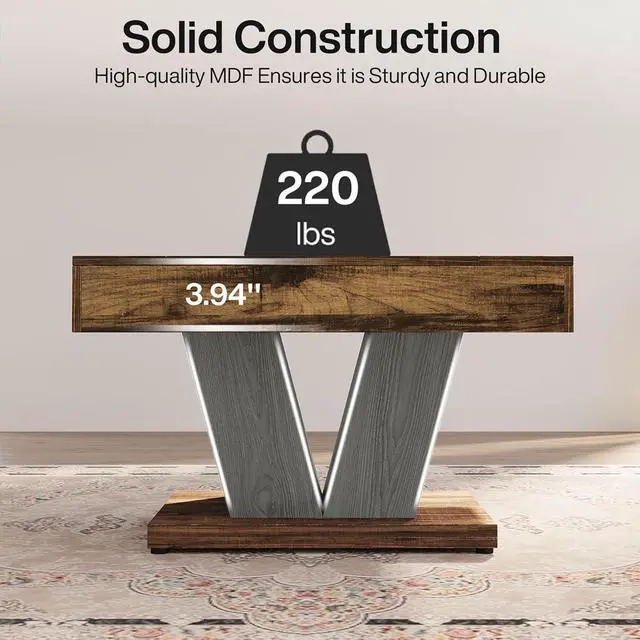 Alt view image 7 of 7 - Tribesigns Square Coffee Table, Wood Center Table for Living Room, 31.5" Modern Cocktail Tea Accent Table, Rustic Brown & Black
