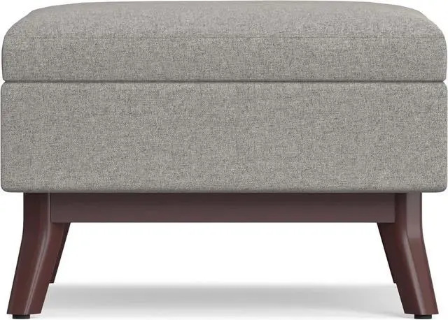 Alt view image 6 of 7 - SIMPLIHOME Owen 34 inch Wide Mid Century Modern Rectangle Coffee Table Storage Ottoman in Cloud Grey Polyester Fabric, Assembled, For the Living Room, Entryway and Family Room