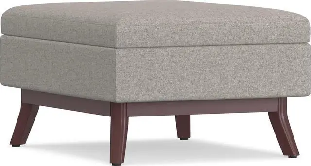 Alt view image 7 of 7 - SIMPLIHOME Owen 34 inch Wide Mid Century Modern Rectangle Coffee Table Storage Ottoman in Cloud Grey Polyester Fabric, Assembled, For the Living Room, Entryway and Family Room