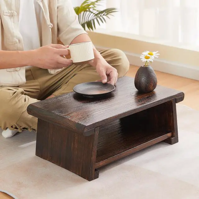 Alt view image 5 of 7 - Japanese Altar Table,Folding Floor Table,Wood Small Low Meditation Table,Coffee Table for Living Room, Brown,19.7" x 11.8" x 7.9"