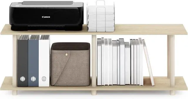 Alt view image 4 of 7 - Furinno Turn-N-Tube No Tools Modern Rectangle Side Table, Bauhaus Oak/Beige