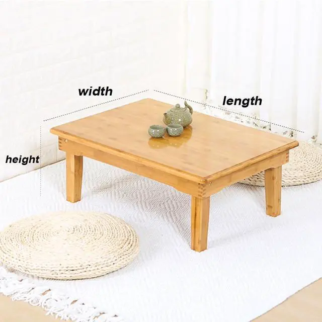 Alt view image 2 of 6 - Foldable Japanese-Style Square Bamboo Table - Low Height, 60 * 40 * 27cm