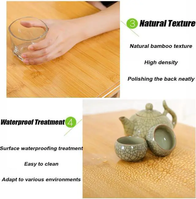 Alt view image 4 of 6 - Foldable Japanese-Style Square Bamboo Table - Low Height, 60 * 40 * 27cm