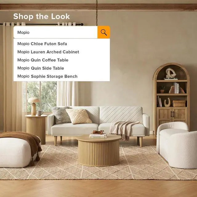 Alt view image 5 of 7 - mopio Quin Pedestal Side Table, Tambour Round Fluted End Table, Small Accent Tables for Living Room, Mid Century Modern Night Stand, Circle Bedside Tables, Wood Nightstands for Bedroom (Light Oak)