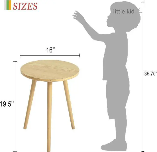 Alt view image 3 of 7 - AWASEN Side Table Round, Small Accent Table Nightstand Modern End Table for Living Room Bedroom Office Small Spaces, 16''D x 19.5''H(Natural Walnut)