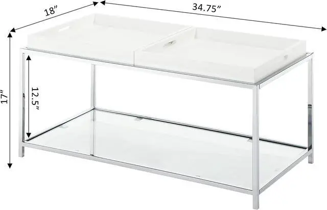 Alt view image 3 of 4 - Convenience Concepts Palm Beach Coffee Table with Shelf and Removable Trays, White