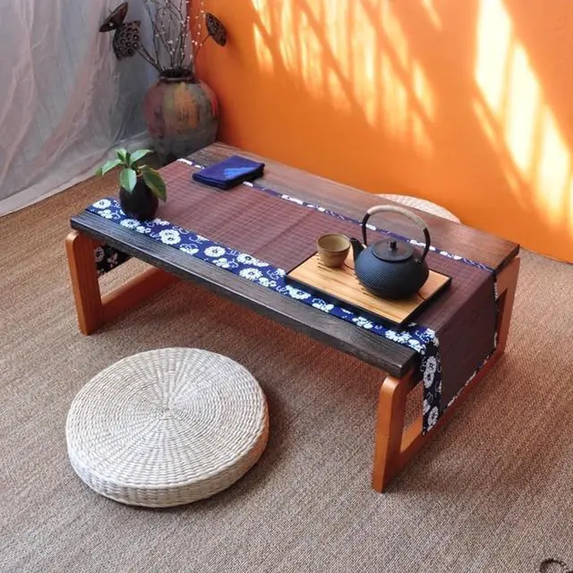 Alt view image 4 of 7 - Foldable Coffee Table, Portable Low Picnic Table Wooden Folding Tea/Snack Breakfast Serving Table on Bed Collapsable Small Coffee Desk, 23.6''x 15.7''x 11.8''