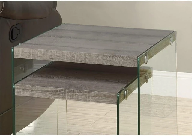 Alt view image 5 of 5 - Monarch Specialties ,Nesting Table, Tempered Glass, Dark Taupe