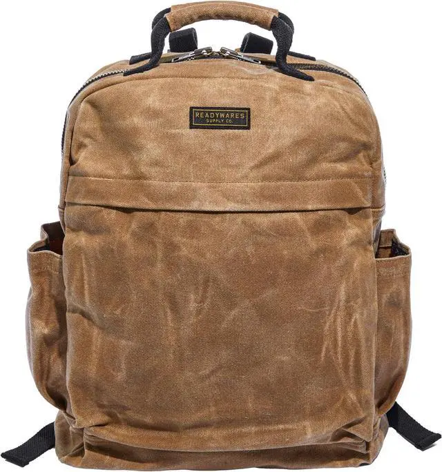 Main image of Waxed Canvas Backpack  Durable Rucksack with Laptop Sleeve  Water-Resistant Travel Bag for Work, Commute, School, or Outdoor Use