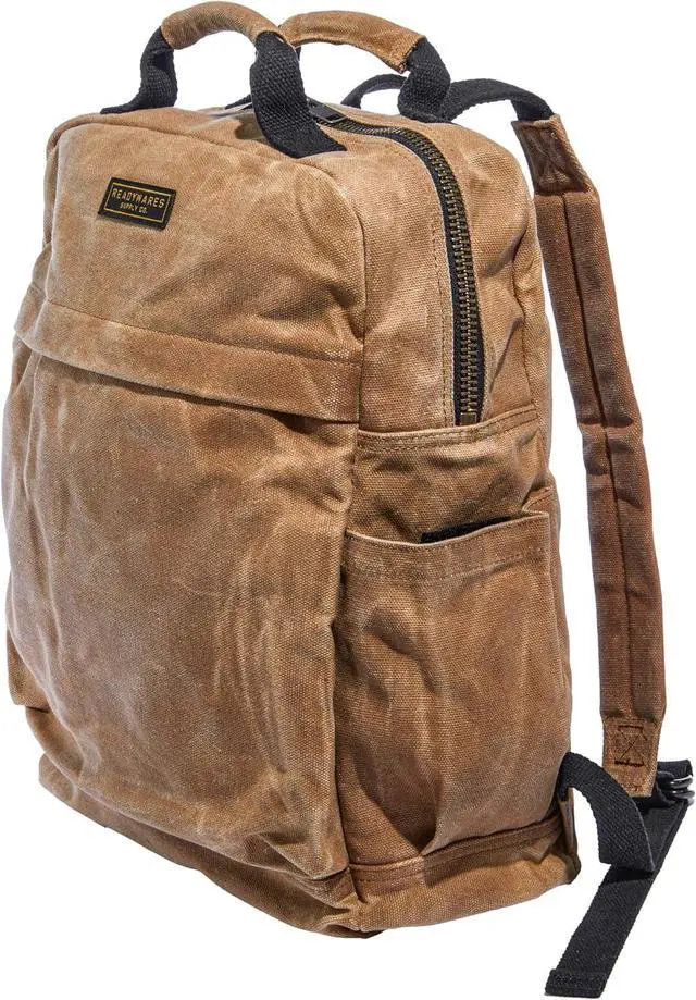 Alt view image 3 of 7 - Waxed Canvas Backpack  Durable Rucksack with Laptop Sleeve  Water-Resistant Travel Bag for Work, Commute, School, or Outdoor Use
