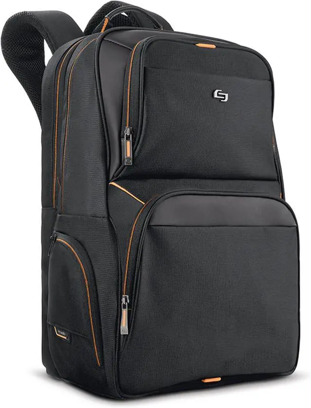 Main image of Solo New York Laptop Backpack for Women & Men -Carry On Bookbag for Travel & Work, Fits 17.3" Computer, Lightweight Bag, Side Zippered Pockets, Padded Straps - Ambition, Black