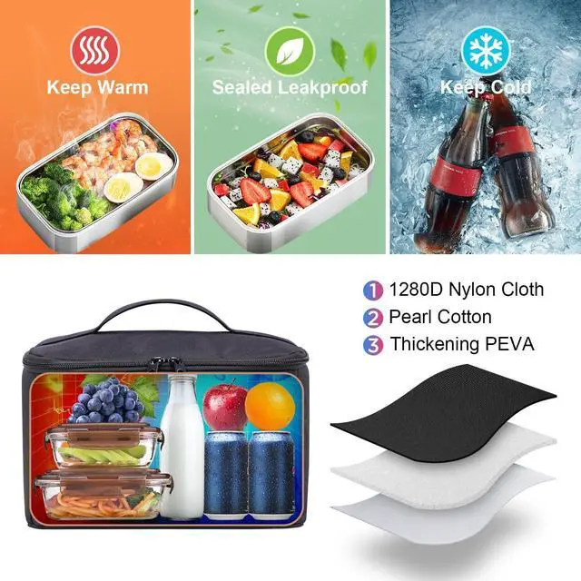 Alt view image 5 of 7 - BERTASCHE Lunch Backpack, Laptop Backpack 15.6 inch Work Backpack w/Insulated Cooler Lunch box for Men Women, Casual Daypack for Work Commuter Picnic College,Black