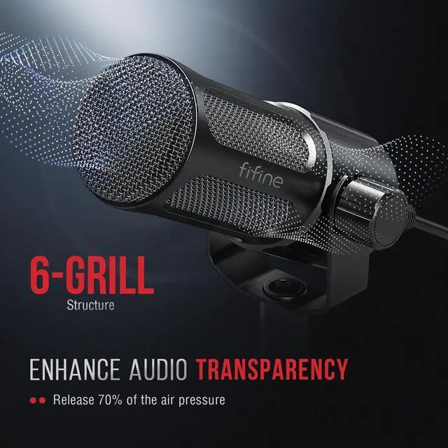 Alt view image 6 of 6 - FIFINE XLR Dynamic Microphone, Studio Vocal Mic for Recording, All Metal XLR Podcast Microphone with Mid-Boost, Low-Cut Filter for Voice-Over, Compatible with Mixer/Audio Interface-AmpliTank TANK1