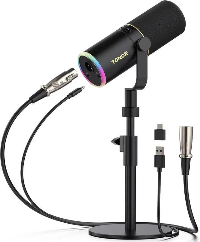 Main image of TONOR XLR/USB Gaming Mic, Dynamic Microphone for Podcast Recording Streaming with RGB Light, Mute Button, Headphones Jack, Monitoring, Desktop Stand, Metal Vocal Mic for PC Mac Android PS4/5 TD520S