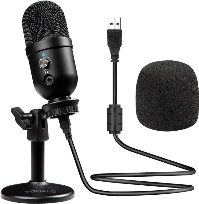 Main image of USB Condenser Microphone, Gaming Mic for PC & Mac, Ideal for Streaming, Podcasting, Studio Recording, YouTube, Cardioid Polar Pattern with Desk Stand & Pop Filter, Plug and Play, Black