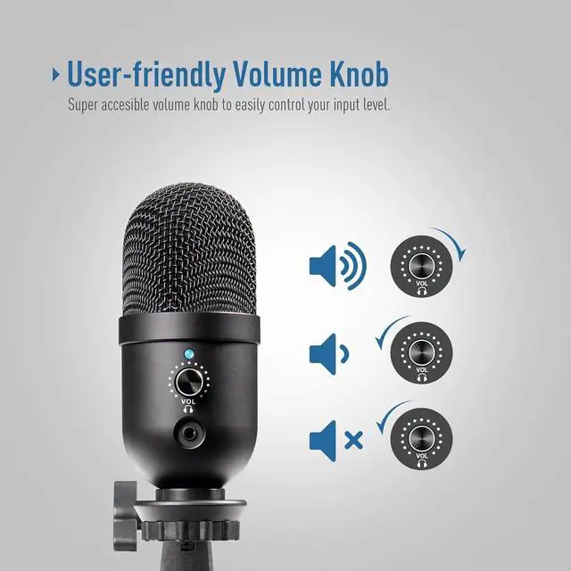 Alt view image 4 of 7 - USB Condenser Microphone, Gaming Mic for PC & Mac, Ideal for Streaming, Podcasting, Studio Recording, YouTube, Cardioid Polar Pattern with Desk Stand & Pop Filter, Plug and Play, Black