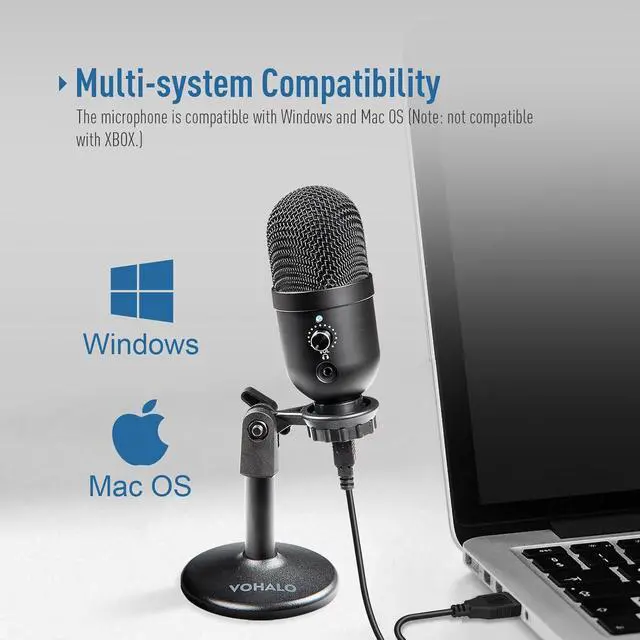 Alt view image 5 of 7 - USB Condenser Microphone, Gaming Mic for PC & Mac, Ideal for Streaming, Podcasting, Studio Recording, YouTube, Cardioid Polar Pattern with Desk Stand & Pop Filter, Plug and Play, Black