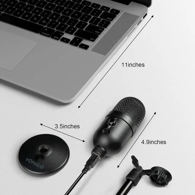 Alt view image 6 of 7 - USB Condenser Microphone, Gaming Mic for PC & Mac, Ideal for Streaming, Podcasting, Studio Recording, YouTube, Cardioid Polar Pattern with Desk Stand & Pop Filter, Plug and Play, Black