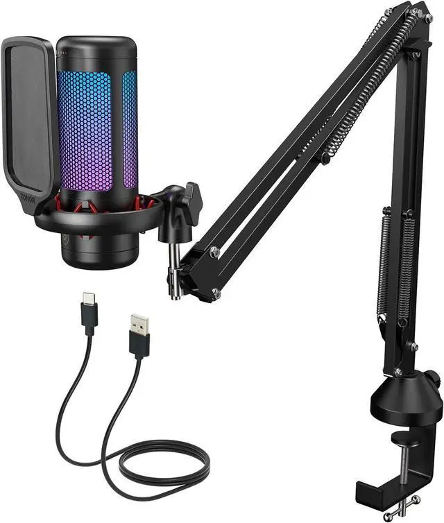 Main image of Gaming USB Microphone Set for PC, TONOR RGB Condenser Mic with Boom Arm Quick Mute, RGB Lighting, Pop Filter, Shock Mount, Gain Control for Streaming Podcasting Recording Discord Twitch YouTube TC310+
