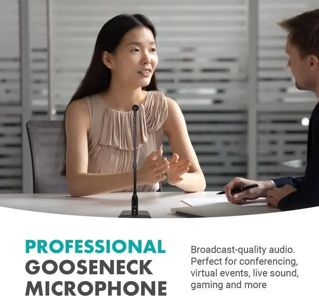 Alt view image 2 of 7 - Movo GM-5 Professional 18-inch Gooseneck Microphone with USB Interface Stand, One-Touch Mute- Podium Microphone with Stand for Conferencing, Live Events, Streaming - USB Computer Mic for Mac, PC