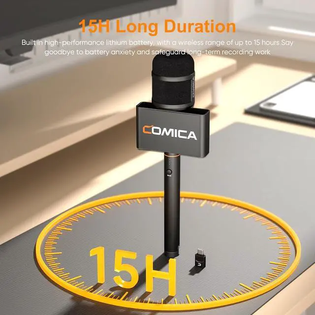 Alt view image 5 of 7 - COMICA Revo S Wireless Handheld Microphone, Professional Handheld Interview Mic for iPhone16 15, Android Phones Laptops PC with USB-C Plug, Reporter Mic for Content Creators, Interviews, Reporting