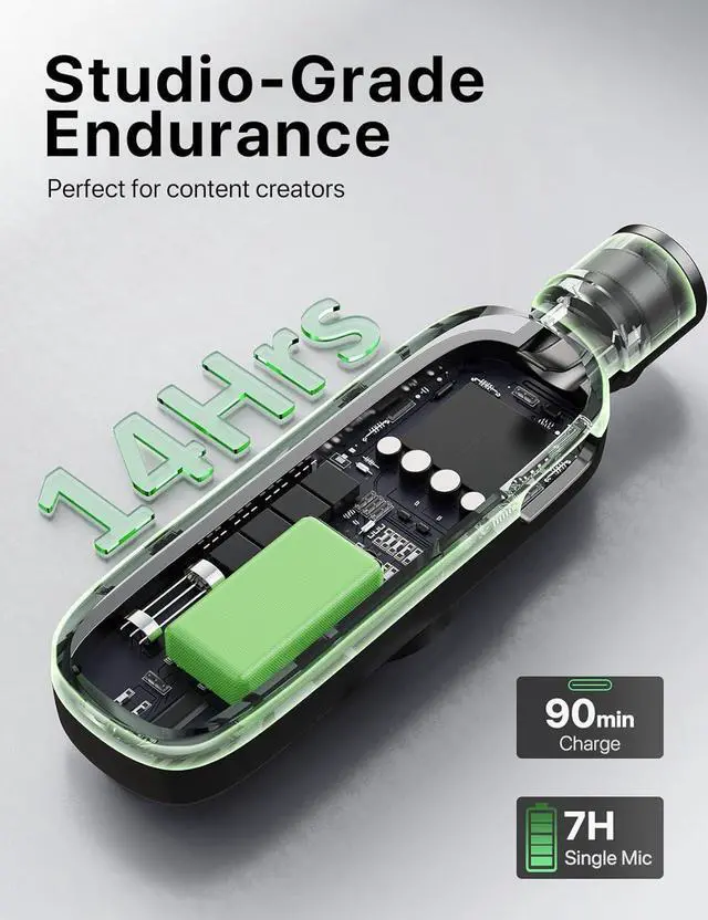 Alt view image 4 of 7 - Upgraded 2 Pack Mini Clip on Microphone With LED Display, Wireless Lavalier Microphone for iPhone, HD Noise Cancelling, Portable Lapel Mic for Recording Video Podcast Vlogg Content Creator interview