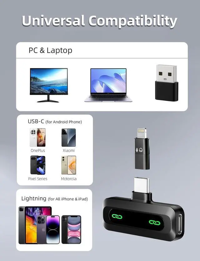 Alt view image 5 of 7 - Upgraded 2 Pack Mini Clip on Microphone With LED Display, Wireless Lavalier Microphone for iPhone, HD Noise Cancelling, Portable Lapel Mic for Recording Video Podcast Vlogg Content Creator interview