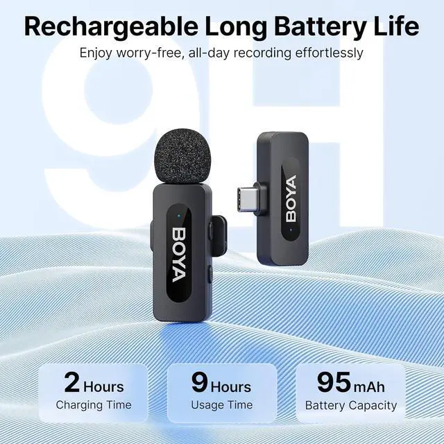 Alt view image 2 of 7 - BOYA BY-V10 USB-C Wireless Lavalier Microphone for iPhone16/15 Android, Type-C Smartphone Laptop, Noise Canceling, Mini Clip-on Microphone for YouTube, Podcast, Facebook, TikTok Vlogging Recordings