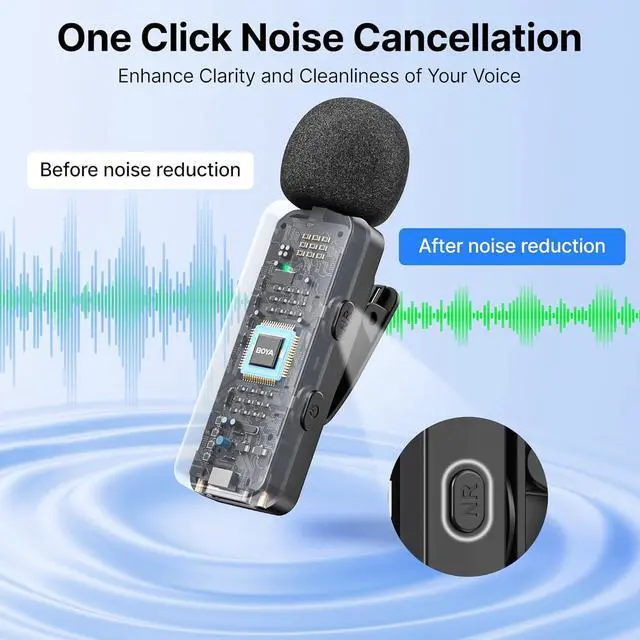 Alt view image 4 of 7 - BOYA BY-V10 USB-C Wireless Lavalier Microphone for iPhone16/15 Android, Type-C Smartphone Laptop, Noise Canceling, Mini Clip-on Microphone for YouTube, Podcast, Facebook, TikTok Vlogging Recordings