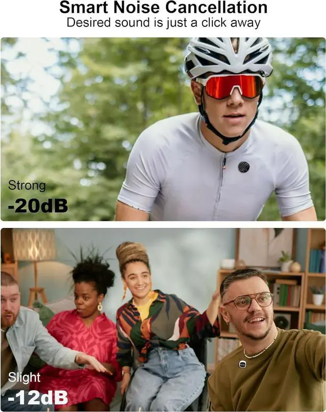 Alt view image 3 of 7 - Mini Microphone for iPhone Android, Wireless Mic with 40H Battery, Noise Cancellation, 48KHz 16-Bit, 164ft Range, Magnetic & Clip on Lavalier Microphone for Video Recording, YouTube, Tiktok, Vlogging