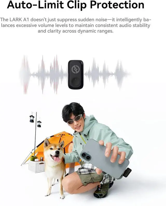 Alt view image 7 of 7 - Hollyland Lark A1 Wireless Mini Microphone for iPhone & Android, 48kHz/24-bit, 3-Level Intelligent Noise Cancel, Microphone for YouTube, Podcast, Vlogging (Black, 2TX + 2RX + Charging Case)