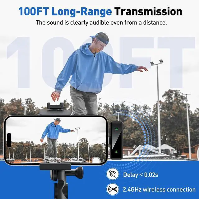 Alt view image 6 of 7 - USB C Wireless Lavalier Microphone for Android, PC, Laptop, iPhone 15/16, USB Microphone with Noise Cancellation, Lapel Mic Wireless for Video Recording, Vlog, YouTube, TikTok