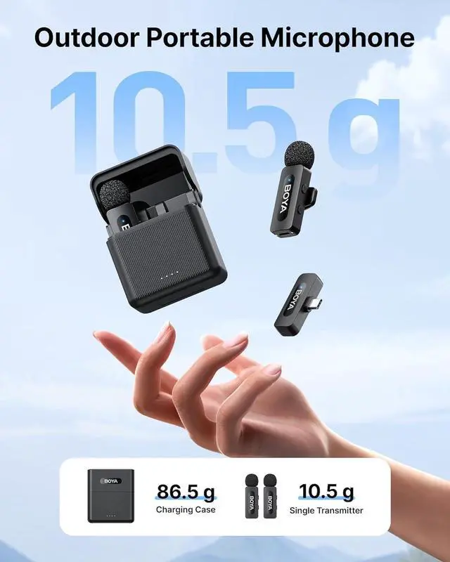 Alt view image 3 of 7 - BOYA V30 Wireless Lavalier Microphone for iPhone/Android/PC/Laptop with USB-C Port, 36H Battery Life with Charging Case, Noise Canceling Clip on Lapel Microphone Wireless Mini Mic for Video Recording