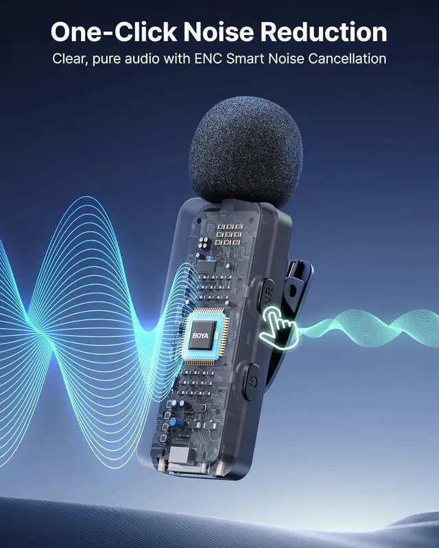 Alt view image 5 of 7 - BOYA V30 Wireless Lavalier Microphone for iPhone/Android/PC/Laptop with USB-C Port, 36H Battery Life with Charging Case, Noise Canceling Clip on Lapel Microphone Wireless Mini Mic for Video Recording