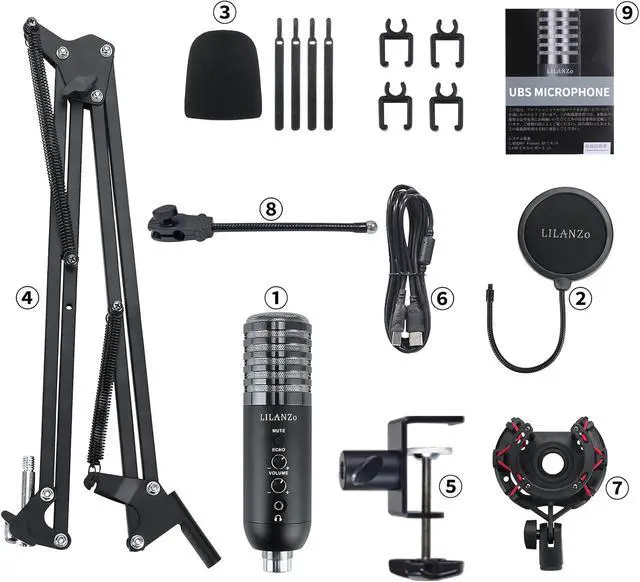 Alt view image 7 of 7 - USB Condenser Microphone for PC PS4, PS5 Streaming Singing Podcast Studio, Computer Cardioid Gaming Mic Kit for Recording YouTube with Boom Arm Stand Pop Filter, Mute Button, Volume, Echo