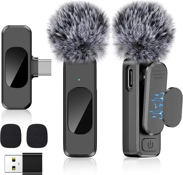 Main image of USB C Wireless Lavalier Microphone for Type-C,Android Phone,PC,Mini Mic with Noise Reduction,Lapel Microphone for Video,Interviews,Live Streaming,TikTok,YouTube,2Pack (for iPhone 15 and Above)
