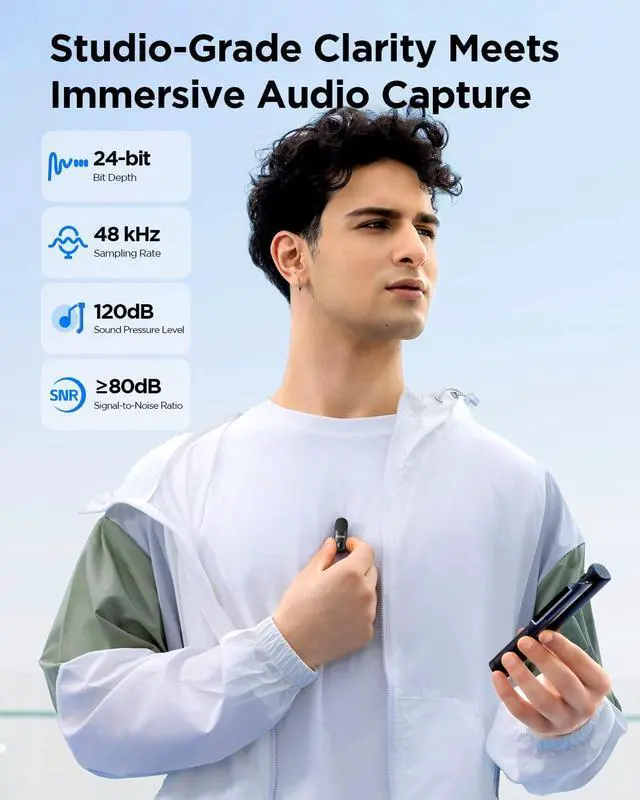 Alt view image 2 of 7 - BOYA Magic-03 Wireless Lavalier Microphone, 30Hrs Battery,328FT Los Range, Safety Track &Limiter, Portable Wireless Mini Lapel mic for USB Type-C Android iPhone 16/15 Camera Camcorder Vlog Podcast