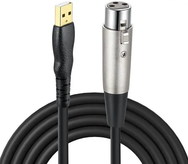 Main image of EBXYA 10 ft USB to XLR Microphone Cable - 3 Pin XLR Female Cables Adapter with USB to Type-C Adapter Cord for Audio Recording, Karaoke, Live Podcast